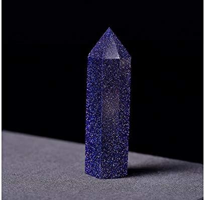 StoneStory Natural Blue Sandstone Healing Crystal Point Faceted Prism Wand Reiki Figurine Gemstone Pack of 2 (Blue Sandstone, 6-7cm)