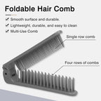 3-Piece Pocket Folding Comb Set – Portable Travel Hair Brushes with Dual-Headed Design, Compact and Colorful (Gray, Purple, White)