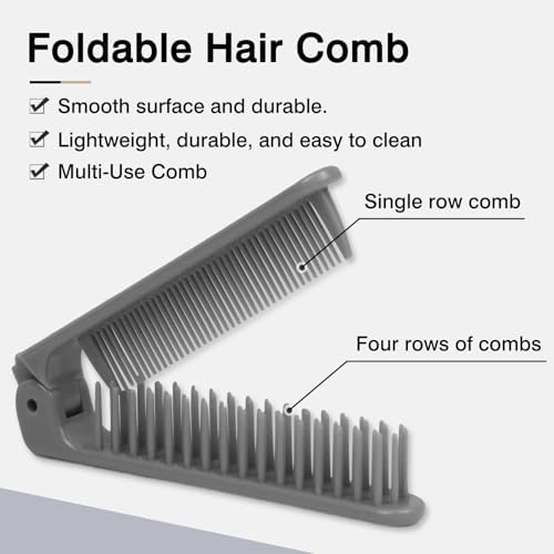 3-Piece Pocket Folding Comb Set – Portable Travel Hair Brushes with Dual-Headed Design, Compact and Colorful (Gray, Purple, White)