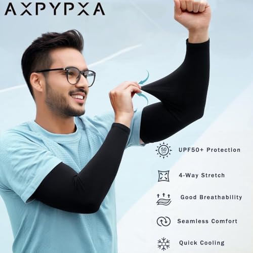 Arm Sleeves for Men Women, UV Sun Protection Compression Cooling Summer Arm Sleeves for Volleyball Basketball Sports