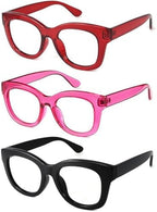 JiSoo Oversized Reading Glasses for Women Men, Stylish Designer Readers Women with Large Frame