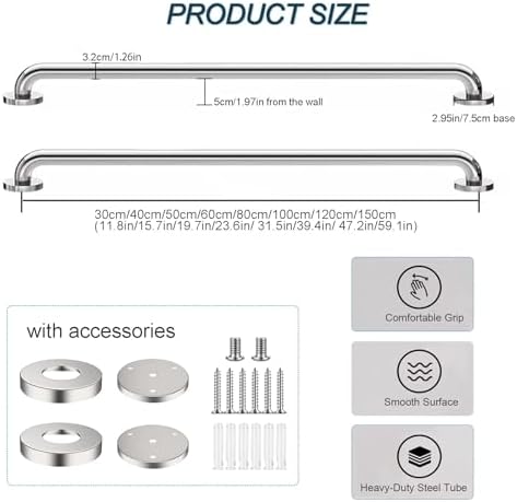 Staircase Banister Hand Rails for Indoor and Outdoor, 304 Stainless Steel Safety Handrail, Non-Slip Grab Bar – Bathroom Safety Handle(3.3 FT)