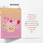 Hongshan 4th Birthday Card for Girl,Birthday Gift Idea for 4 Year Old Daughter Granddaughter Niece,Cupcake and Candy Bday Decorations