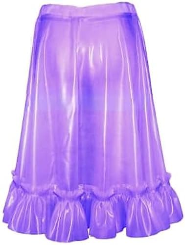 Transparent Purple Sexy Latex Skirts with Frills Short Rubber Bottoms,Transparent Purple,X-Large