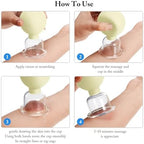 BBTO 4 Pcs Glass Facial Cupping Set Silicone Vacuum Suction Massage Cups Skin Tightening Therapy for Face Body Eyes Back Shoulder Pain(Yellow)