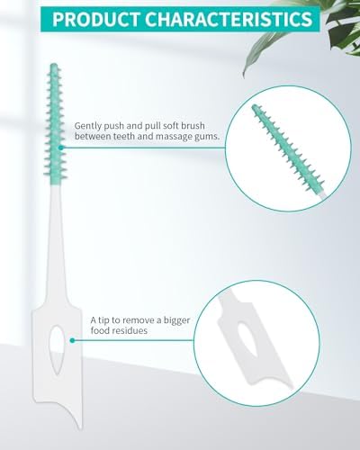200 PCS Soft Dental Floss Picks, Dental Picks with case, Toothpicks Brush Between Teeth, Tooth Flossing Brush Disposable for Cleaning, Toothbrush Clean Tool, Green Color