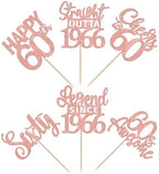 24PCS Happy 60th Birthday Cupcake Toppers Sixty Straight Outta 1966 Cupcake Picks Cheers to 60 Lengend Since 1966 Cake Decorations for 60th Birthday Anniversary Party Decorations Supplies Rose Gold