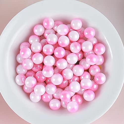 Rainbow Sprinkles Pink White Edible Pearls sprinkles,Cake sprinkles,Cookie sprinkles,Sugar Pearl, Edible Candy Pearls 7mm 130g 4.6OZ for Cake Cupcake Decorationg (Pink+White-7mm)