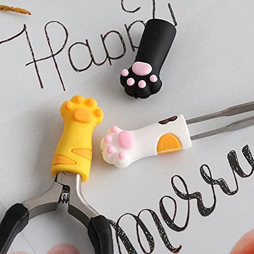 3 Pcs Silicone Cuticle Trimmer Nippers Tweezers Scissors Cover Protector 3 Colors Cat Paw Protective Sleeve for Nail and Toenails Manicure Tools