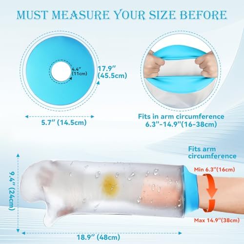Kids Cast Covers for Shower Arm Waterproof,Soft comfortable Teens Bandage Protector for Broken Hand,Wrist, Finger,Elbow,Sleeves Protector Bag for Youth/Toddler Showering Cilld in Bath to Keep Wounds Dry(Half Arm)