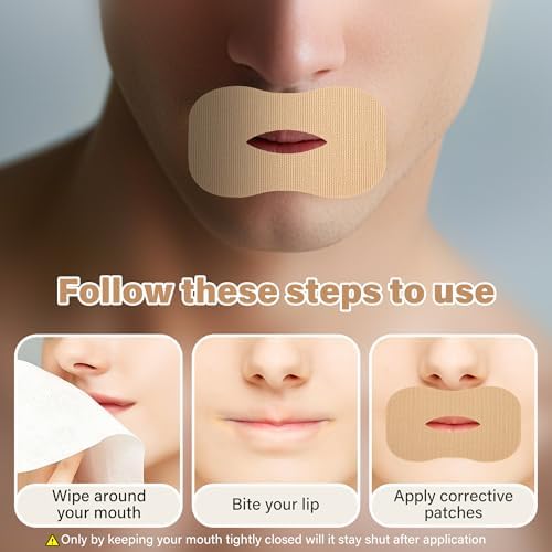 60pcs Breathing Aid Strip, Mouth Breathing Correction Patch, Children's Closed Mouth Patch, Adult Anti-snoring, Closed Mouth Patch, Improve Mouth Breathing Facial Problems (Nude, Medium)