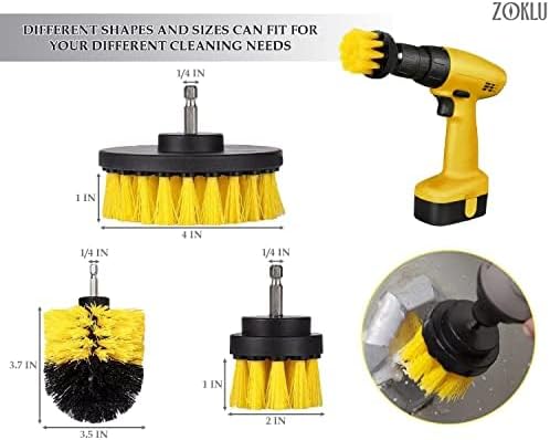 3 Pcs Drill Brush Attachments for Cleaning - Drill Brush Scrubber Set with Nylon Bristles, 2/3.5/4 in Heads, 1/4" Hex Shaft - Versatile for Bathroom Tile, Car Wheels, Garage Floors & Deep Grout Lines