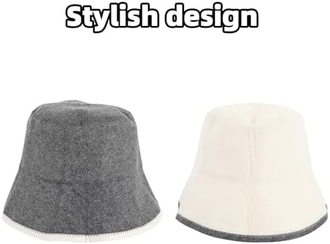 2pcs Wool Sauna Hat for Men & Women, Breathable Infrared Sauna Essentials Accessories Heat Protection Russian Banya Cap Hair Protector Cover for Spas Steam Rooms Bathhouses (Gray, White)