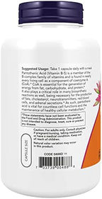 NOW Foods Supplements,Pantothenic Acid (Vitamin B-5) 500 mg,B-Complex Vitamin,250 Capsules