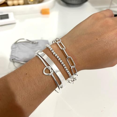 Reoxvo Gold Bangle Cuff Bracelets for Women Trendy Gold Plated Tennis Bracelet Stack for Women Non Tarnish Fashion Jewelry Accessories Set