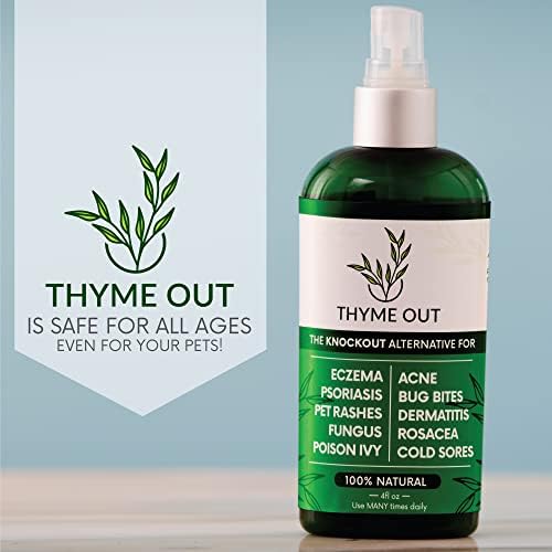 Thyme Out All Natural Eczema Treatment- Psoriasis Treatment - an All-in-One Solution for Acne, Dermatitis, Rosacea, Cold Sores, Bites, Poison Ivy - Anti-Itch Spray for Itchy Skin Relief 4oz