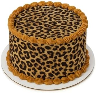 Whimsical Practicality Dark Natural Leopard Print Edible Icing image Cake Topper 1/4 sheet 7.5 * 10.5 inchs