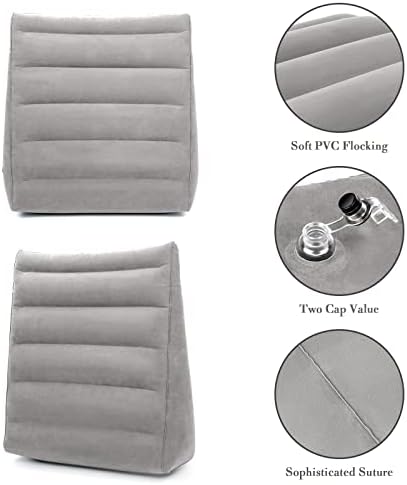 USHMA Inflatable Wedge Pillow for Sleeping, Portable Travel Wedge Pillow for Sitting in Bed, Inflatable Wedge Pillows for Travel, Blow Up Under Knee Pillow