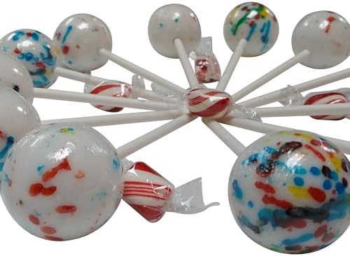 BIG 1.75 INCH Psychedelic Jawbreakers Candy on Sticks 12 Count- Jawbreaker Lollipops-Hard As A Rock