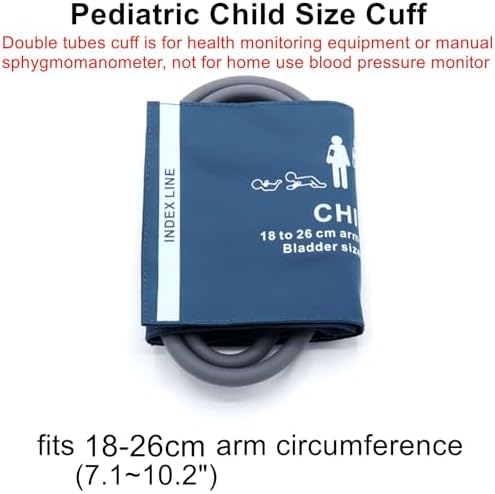 Universal NIBP Cuff for Pediatric Child, 18-26 cm Double Tube Reusable PU Replacement Blood Pressure Cuff, No Connector