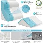 Kingfun 4PCS Orthopedic Bed Wedge Pillow Set for Sleeping, Post Surgery Memory Foam Support Pillows for Back, Neck and Leg Pain Relief, Adjustable Triangle Pillow - Acid Reflux, Anti Snoring & GERD