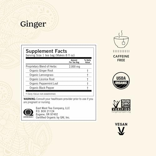 Yogi Tea - Ginger Tea (6 Pack) - Supports Healthy Digestion - Soothing and Spicy Blend - Caffeine Free - 96 Organic Herbal Tea Bags