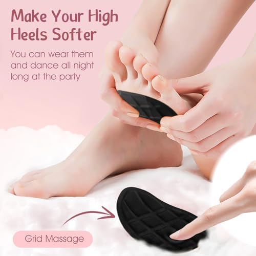 ZAIWOO Metatarsal Pads Women, Ball of Foot Cushions, High Heel Inserts, All Day Pain Relief and Comfort, No Slip Heel Grips Liners Shoe Pads for Loose Shoe(Black)