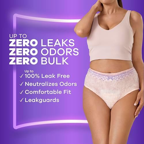 Always Discreet Adult Diapers for Women, Incontinence Underwear, Postpartum Essentials, Disposable Briefs, Max Absorbency, Bladder Leak Protection, Large, 76ct