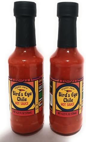 Trader Joe's Bird's Eye Chile Hot Sauce, 4.22 Fl Oz, Spicy Condiment, Glass Bottle (2 Bottles)