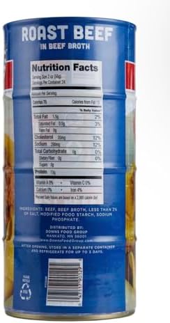 Roast Beef in Beef Broth in a Can, 12 oz., 4 Pack, 3lbs Total, 97% Fat Free