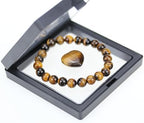Healing Crystal Stretch Bracelet for Women Men's Gifts, 8mm Stackable Beaded Bracelets with Heart Stones Set Stress Relief Yoga Reiki Gems Healing Crystals Inspirational