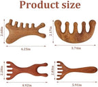 Massage Comb 4 PCS Wooden Massage Comb for Deep Relaxation & Stress Reduction Scalp Massages Combs 6 Claws for Scalp Eye Facial Neck Shoulder for Men Women