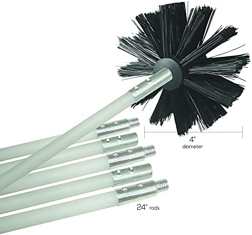 Deflecto DVBRUSH12K/6 Dryer Duct Cleaning Kit, Lint Remover, Extends up to 12 Feet, Synthetic Brush Head, Use with or without a Power Drill