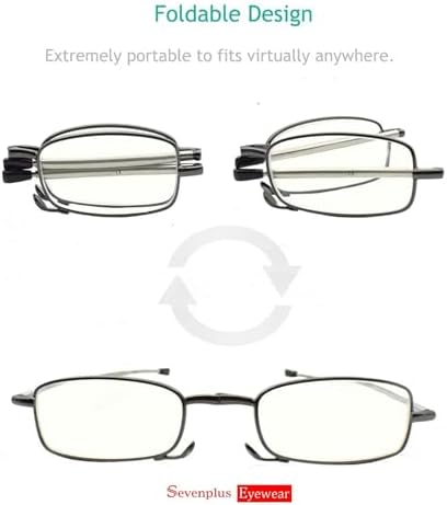 sevenplus 2 Pack Reading Glasses for Women Man, Foldable Computer Readers with Blue Light Protection, Anti-Eyestrain/Glare