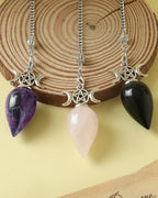 RENEMEGO Rose Quartz Pendulum Crystal for Divination - Witchcraft Supplies for Dowsing, Pendulos De Energia, Wiccan Supplies and Tools, Crystal Pendulum for Meditation Energy Balancing Gift