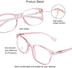 VisionGlobal Blue Light Blocking Glasses for Women Men, Square Frame Computer Reading Glasses(Clear Pink,+2.00 Magnification)