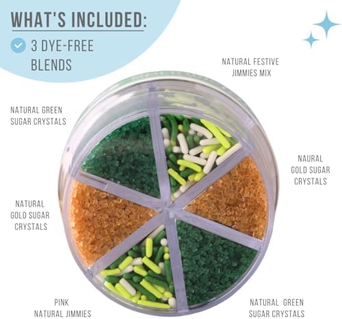 Sweets Indeed Dye Free St. Patricks Day Sprinkles, 6 Cell Sugar and Jimmies, No Artificial Dyes, Edible Sprinkle Mix Jimmies Perfect for Cake Decorations Baking Ice Cream Cookies Cupcake Topper (Shamrock)