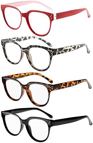 CessBlu 4 Pack Vintage Reading Glasses for Women Reader Eyeglasses