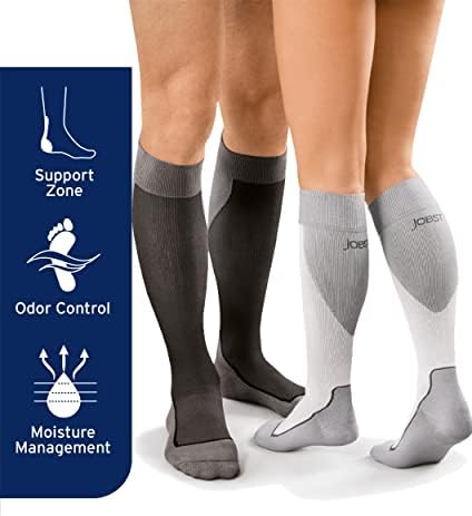 JOBST Sport Compression Socks 15-20 mmHg, Knee High, Closed Toe, Royal Blue/Gray, X-Large