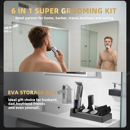 Beard Trimmer for Men, 20 Length Settings, 14-in-1 Cordless Grooming Kit, Waterproof Electric Razor for Men, Hair Trimmer, Nose Hair Trimmer, Cordless Hair Clippers with Travel Bag for Blade Storage