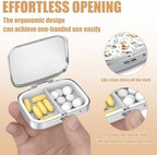 Pill Box-2 Compartment Small Pill Case Square Organizer Case with Mirror Portable Metal Medicine Box Travel Container for Pocket & Purse Women Men(Cat Lover)