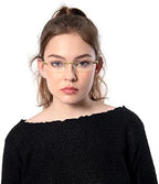 Rimless Reading Glasses, Spring Hinge Readers, Diamond Cut Edge Design Blue Light Glasses