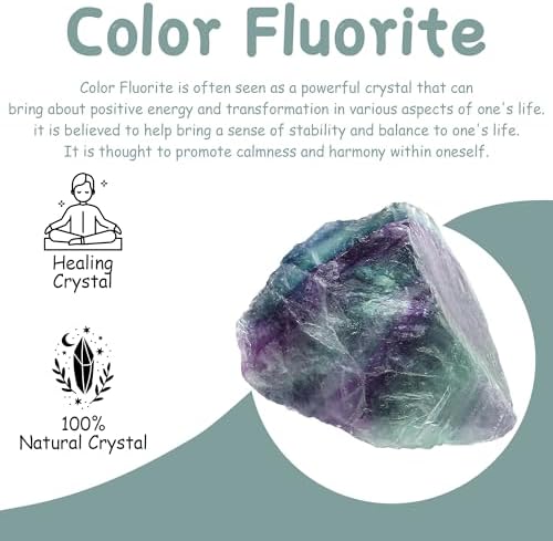 QINJIEJIE Fluorite Crystal 2PCS Raw Crystals 1.8-2.2'' Color Stones Natural Crystals Healing Stones Bulk Large Stones for Tumbling Cabbing Fountain Rocks Polishing Handmade DIY Gifts