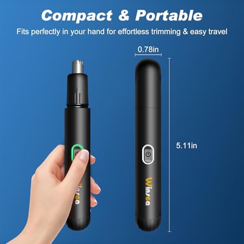 Winsea Precision Nose Hair Trimmer – 360° Safe & Efficient Electric Trimming, USB Rechargeable, Waterproof, for Nose, Ear, Eyebrows, and Beard Grooming