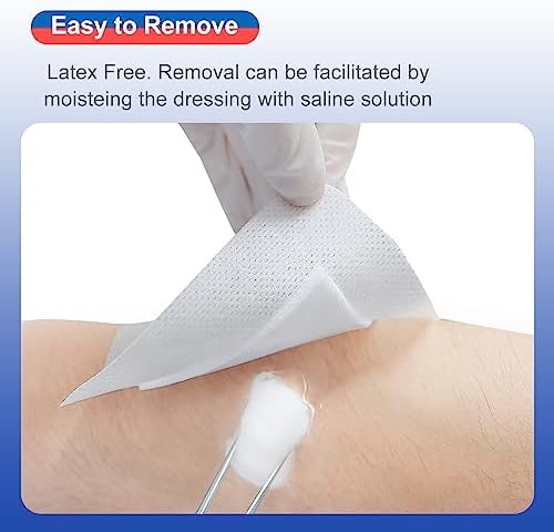 50 Count Adhesive Gauze Island Dressing 4" x 4", Water-Resistant Wound Dressing, Sterile & Absorbent Medical Grade Dressing Pad First Aid Dressing Pads