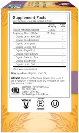 Yogi Tea, Tea Immune Stress Elderberry Lemon Balm Organic, 16 Count