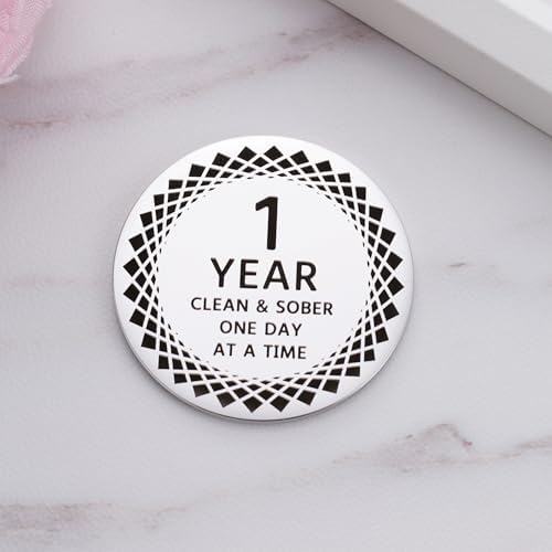 Ukodnus 1 to 11 Months Sobriety Coin, 1 to 30 Years Sober Coin, Clean & Sober One Day at a Time, Recovery Token, AA Anniversary Medallion Chip Gifts, Alcoholics Anonymous