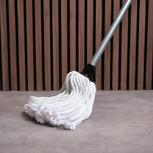 Addis Cotton Mop with 3-Piece Handle, White/Metallic-Grey