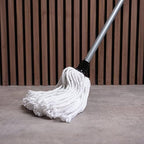 Addis Cotton Mop with 3-Piece Handle, White/Metallic-Grey