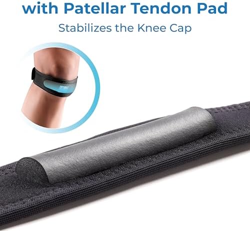 LP SUPPORT 760 Patella Strap for Knee Pain Relief – Adjustable Patellar Tendon Support Brace for Running, Basketball, Basketball, Tennis & Jumpers knee – One Size Fits All, for men & women (Azure, 1-Pack)